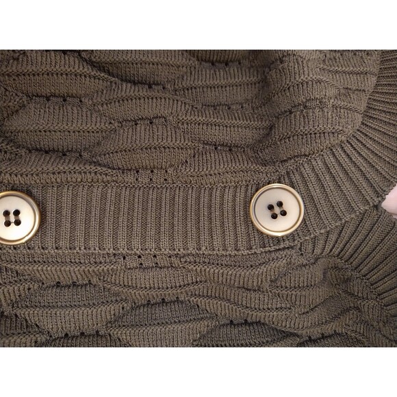 NWOT Express Sz XL Chocolate Brown Short Sleeve Button Up Sweater Puffy Quilted - Picture 7 of 10